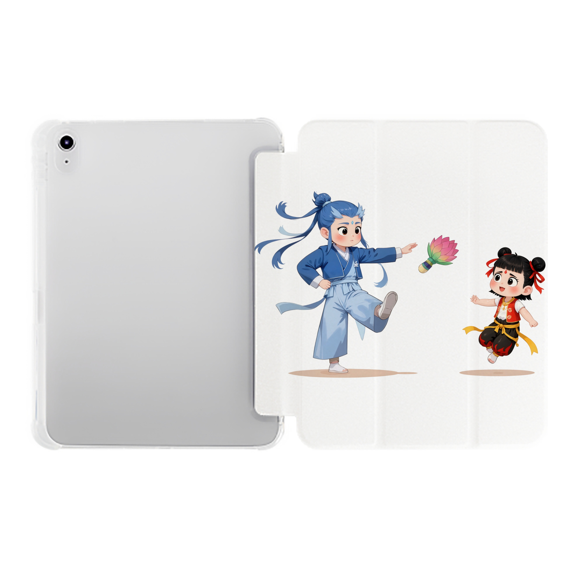 （画像用） Ne Zha 2 ナタ 魔童の大暴れ IPad ケース ペン収納付き 三つ折りスタンド PUレザー×シリコン 対応機種9.5/10.5/10.9インチ